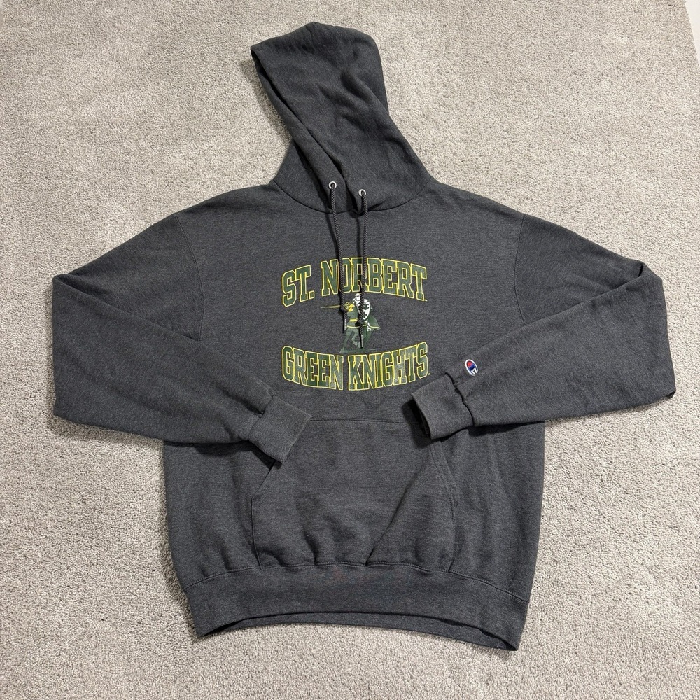 Vintage St Norbert College Hoodie Mens Sz M Grey Pullover Sweatshirt Champion